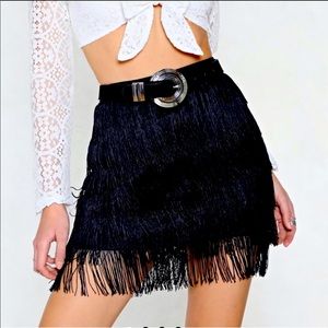 Nasty Gal Fringe Skirt - Black (NWT)